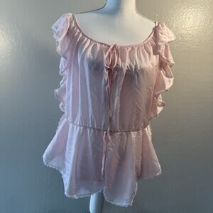 The Pleasure Company Pink Nylon Lingerie Vintage 70sRomper Jumper Medium 1 Piece